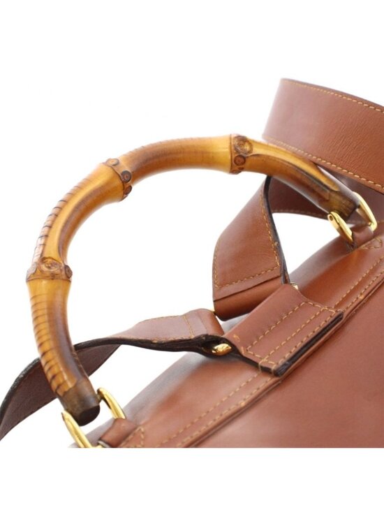 Gucci Vintage Bamboo Backpack Leather Brown 003 TK